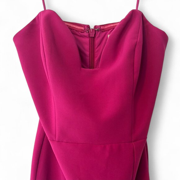 Nicole Miller Sz 0 Hot Pink Crepe Strapless Sweetheart Formal Gown - Picture 4 of 8